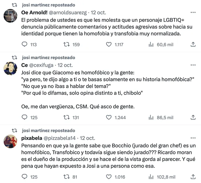 Josi Martínez comparte los comentarios de sus seguidores. 
