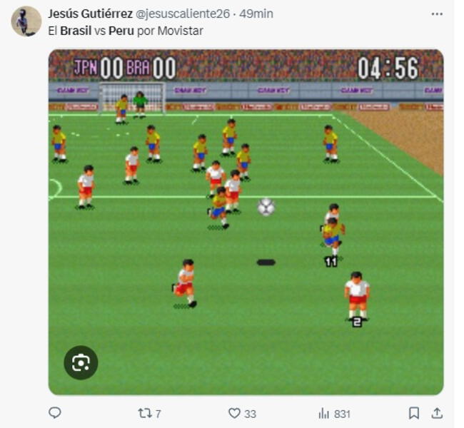 Hincha de la selección peruana ironizó la transmisión de Movistar Deportes con videojuego de Super Nintento.   