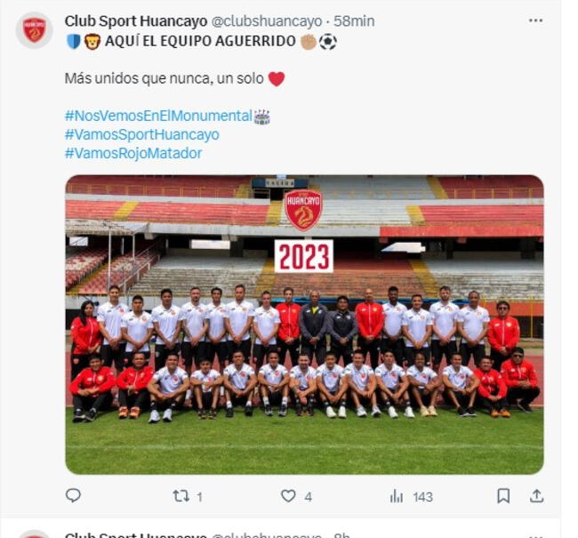 Plantel de Sport Huancayo que enfrentará a Universitario.   