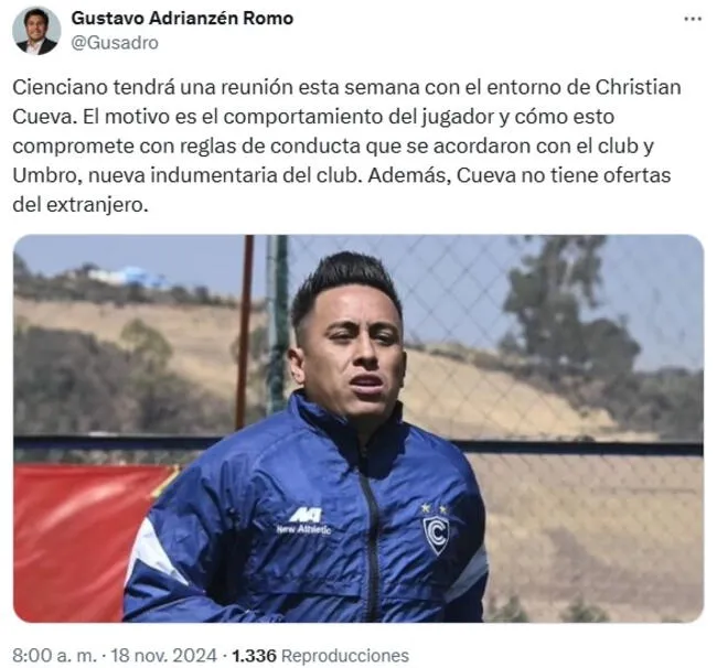 Continuidad de Christian Cueva en Cienciano es toda una incógnita.   