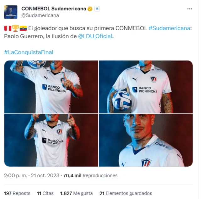 <strong>Paolo Guerrero es la estrella de LDU de Quito</strong>   
