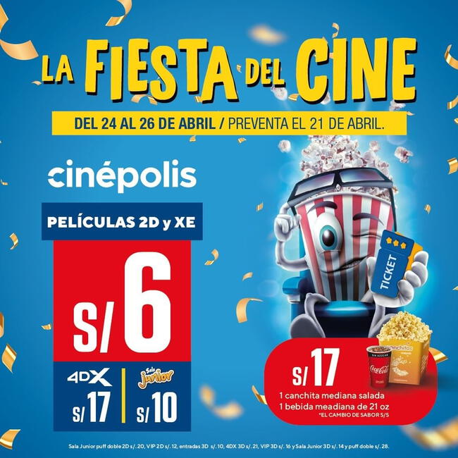  Fiesta del Cine en Cinepolis para todos los peruanos.   