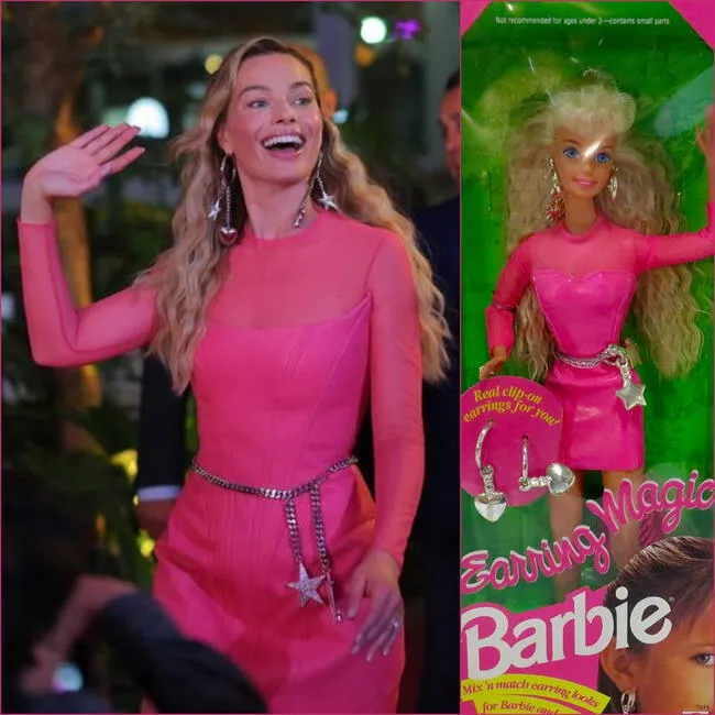 Margot Robbie se inspiró en la Earring magic Barbie para la premier en México. | Difusión.    
