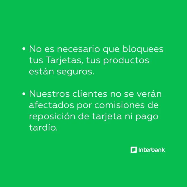 Interbank emitió nuevo comunicado sobre la vulneración de su sistema.   