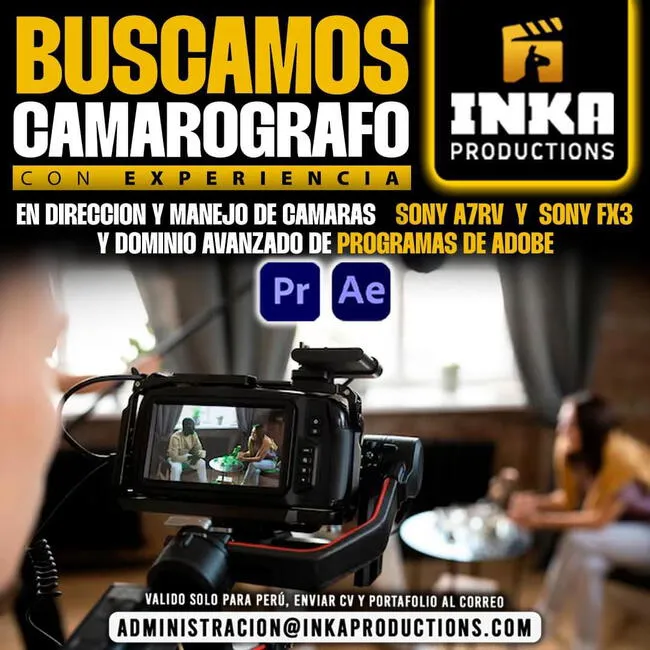 Convocatoria de trabajo de Inka Productions.   