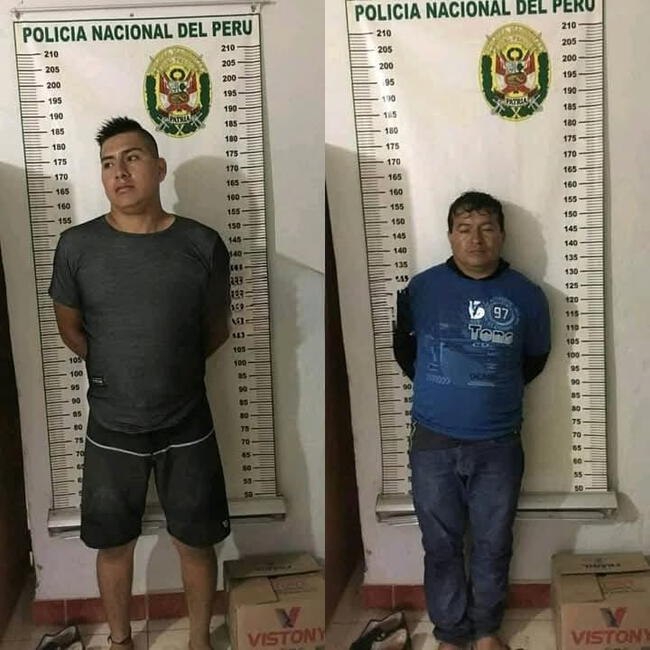 Suboficial PNP Arthur Álvarez y Grimaldo Culquicondir fueron detenidos tras asaltar 10 mil soles a empresario ganadero.   