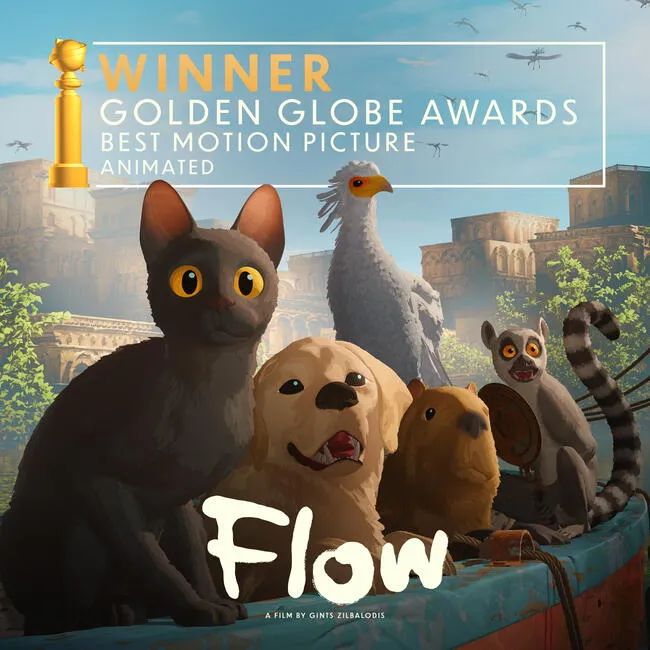 <strong>'Flow' ganó como Mejor película animada en los Globos de oro 2025</strong>   