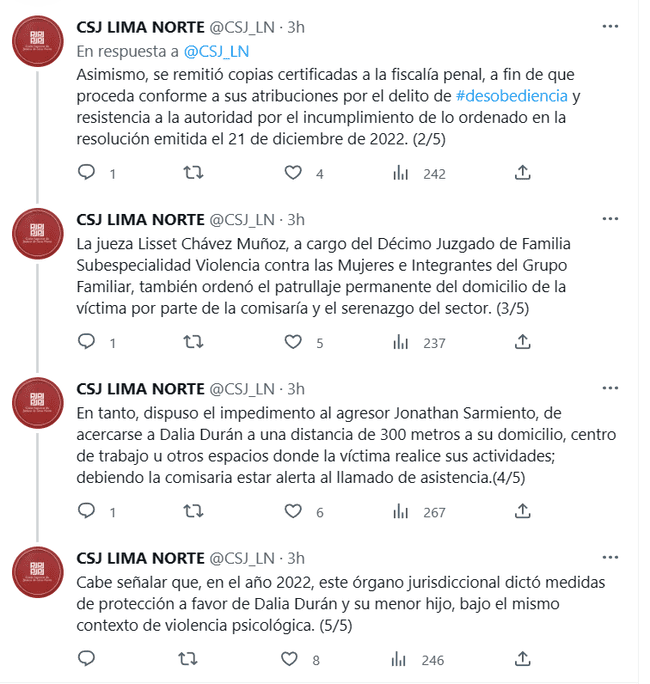 Comunicado de la Corte Superior de Justicia de Lima Norte.   