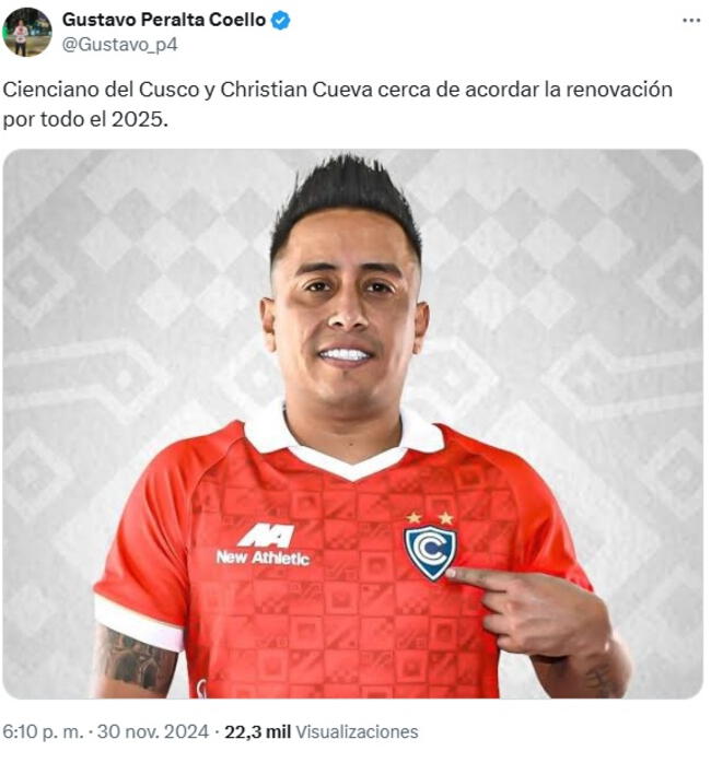 Christian Cueva podría renovar contrato con Cienciano.   