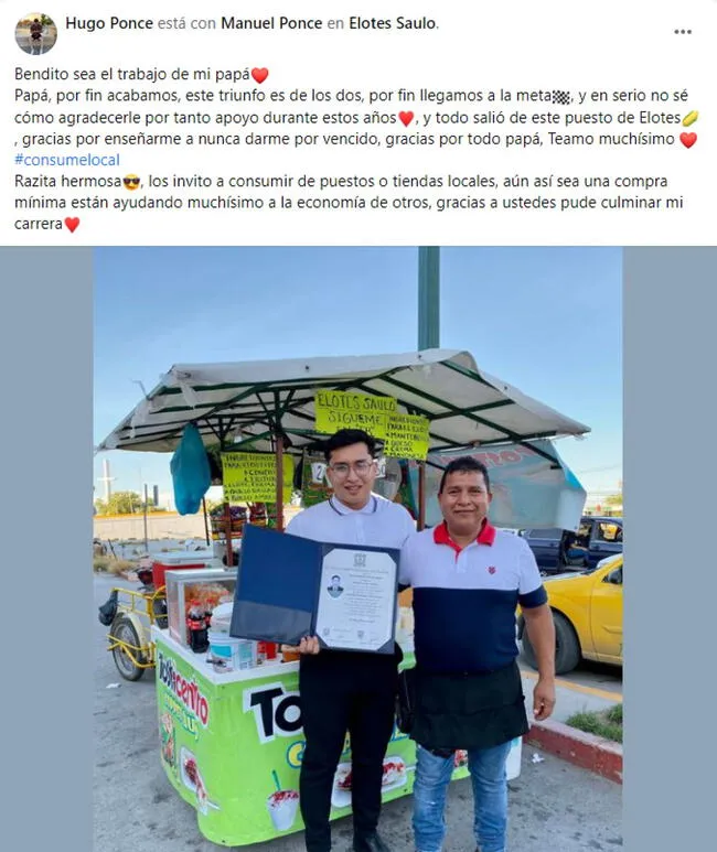 El joven le dedicó el título a su padre. 