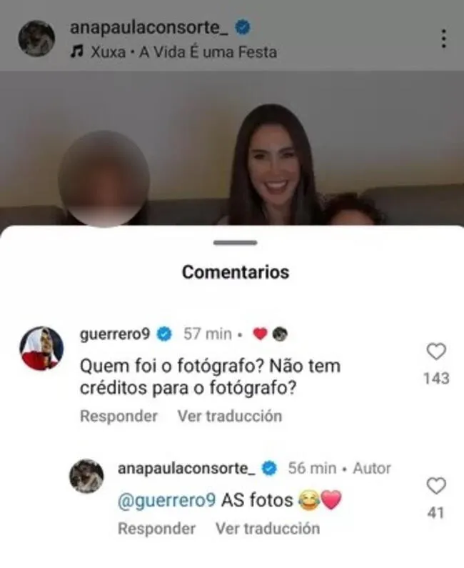 Comentario de Paolo Guerrero a Ana Paula Consorte.   