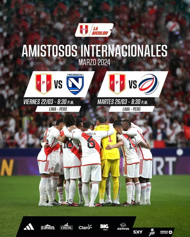 Selección peruana jugará amistosos contra Nicaragua y República Dominicana.   