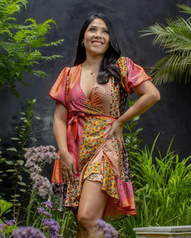 Tula Rodríguez luciendo un vestido bohemio floral. | Instagram.   