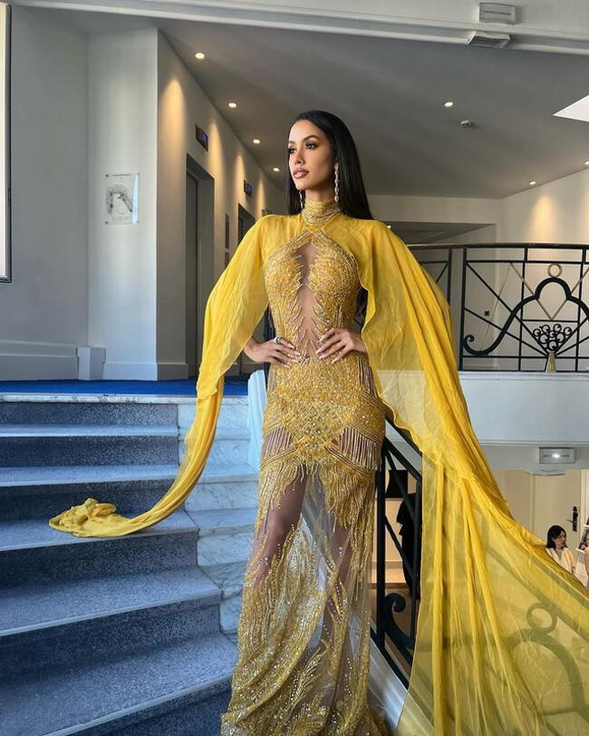 Camila Escribens deslumbra con un vestido de gala en Cannes. | Instagram.   