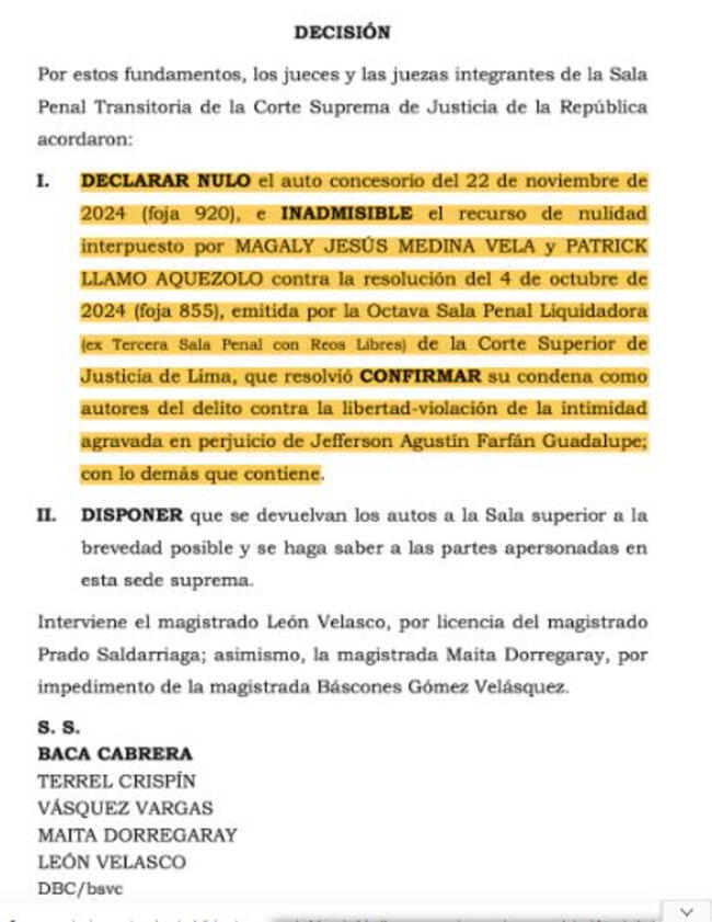  Sala Penal Transitoria de la Corte Suprema decidió declarar nulo e inadmisible recurso de nulidad interpuesto por Magaly Medina y su productor. Foto: Infobae.   