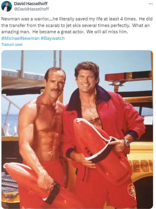 David Hasselhoff despidió a su amigo Michael Newman con emotivo mensaje.   