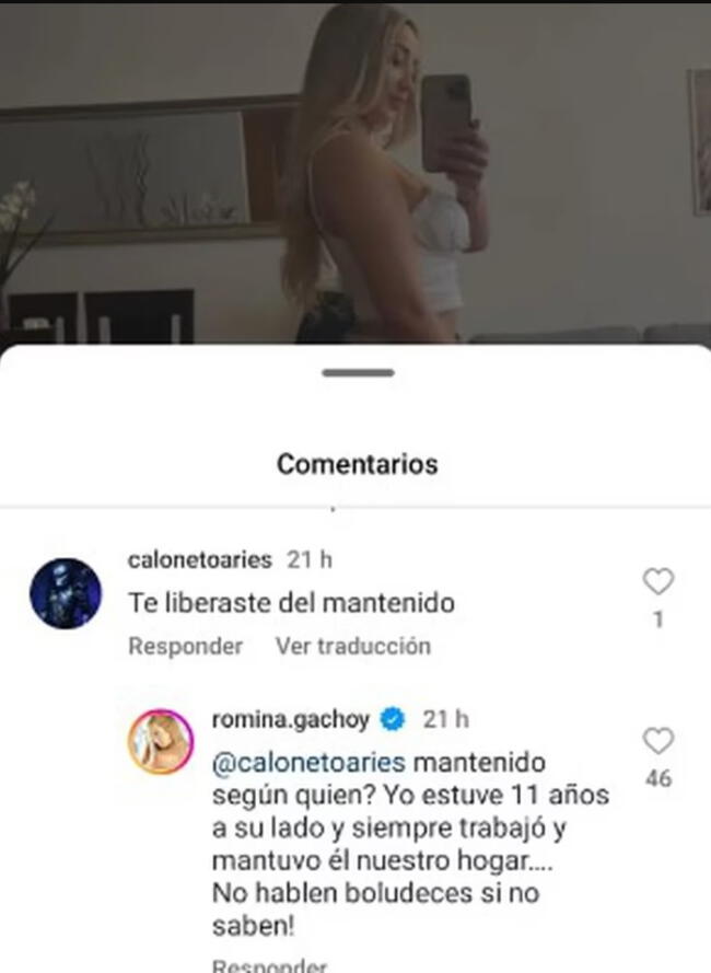 Romina Gachoy defendiendo al padre de sus hijos   