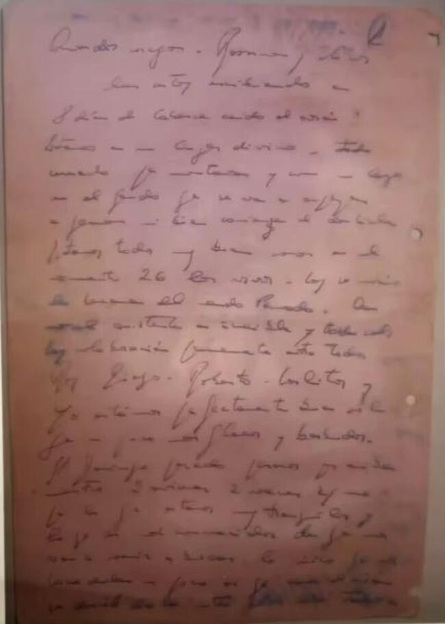 Verdadera carta de Gustavo Nicolich          Foto: Museo Andes   
